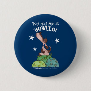 Howling Basset Hound Night Button