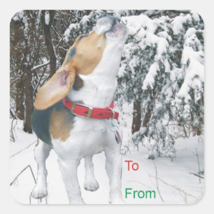 Howling Beagle Snowy Weihnachtsgeschenke Aufkleber