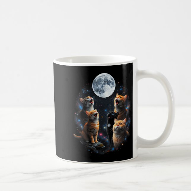 Howling Cats Full Moon Starry Sky Galaxy Cosmic An Kaffeetasse (Rechts)