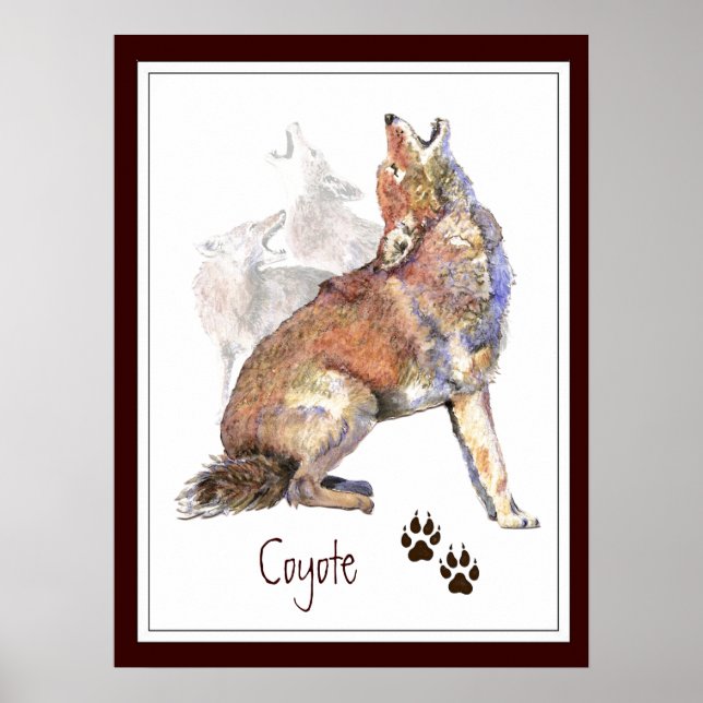 Howling Coyote Animal Nature Poster (Vorne)