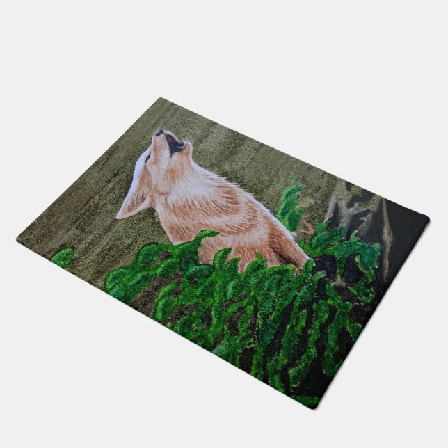 Howling Coyote Fußmatte (Schrägansicht)