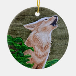 Howling Coyote Keramik Ornament
