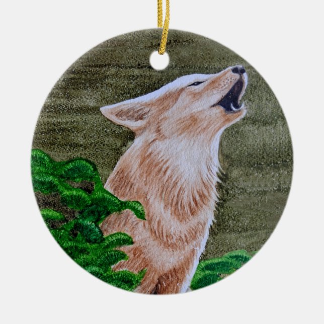 Howling Coyote Keramik Ornament (Vorne)