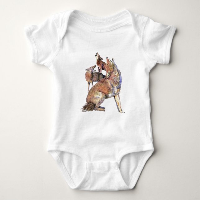 Howling Coyote Pack, Animal, Nature Wildlife Baby Strampler (Vorderseite)