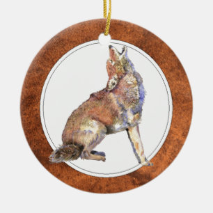 Howling Coyote, Tier, Wildtiere Keramik Ornament