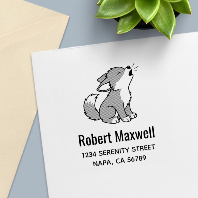 Howling Gray Wolf Pup Address Permastempel (Von Creator hochgeladen)