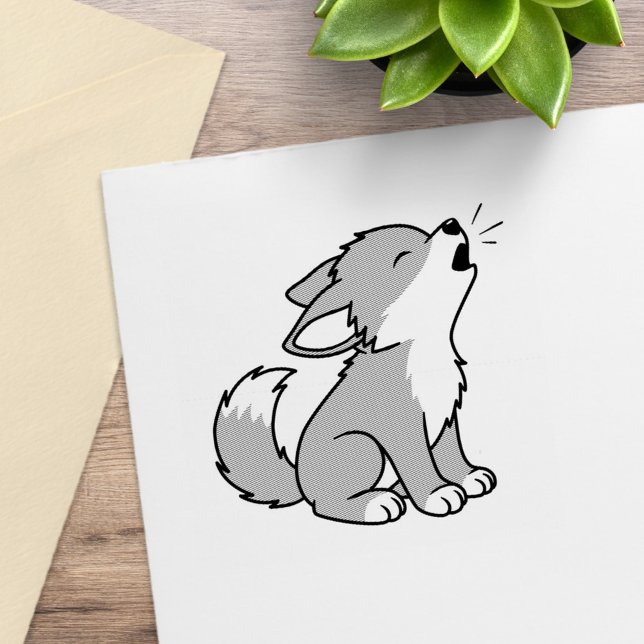 Howling Gray Wolf Pup Gummistempel (Von Creator hochgeladen)