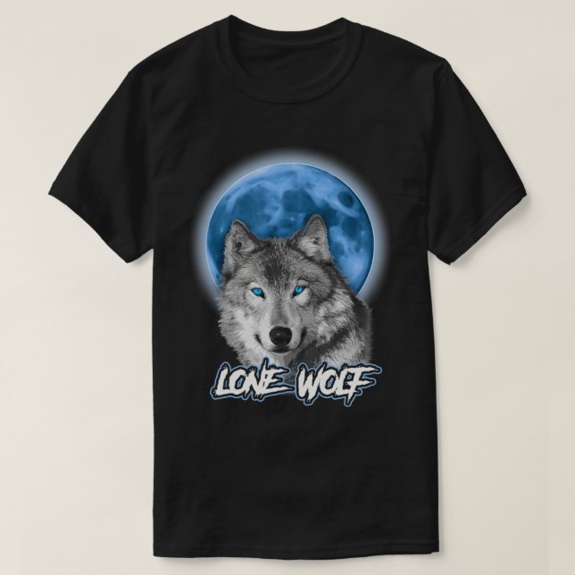 Howling Lone Wolf On Moon Animal Funny Wolves Love T-Shirt (Design vorne)