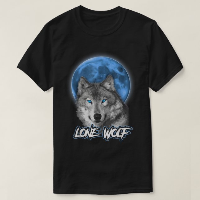 Howling Lone Wolf Shirt auf dem Mond Geschenk Funn (Design vorne)