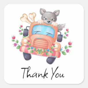 Howling mit Joy Niedlich Gray Wolf Quadratischer Aufkleber