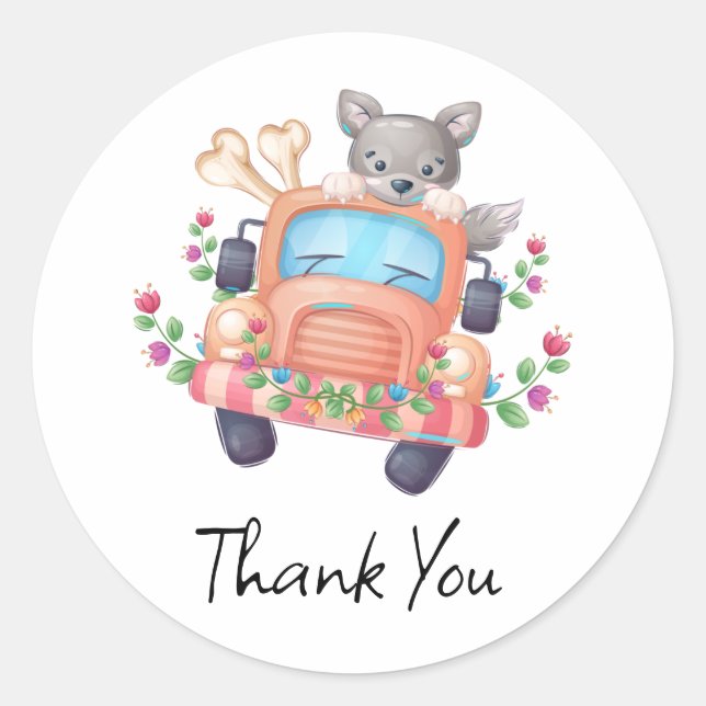 Howling mit Joy Niedlich Gray Wolf Runder Aufkleber (Vorderseite)