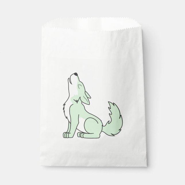 Howling Pastel Green Wolf Geschenktütchen (Vorderseite)
