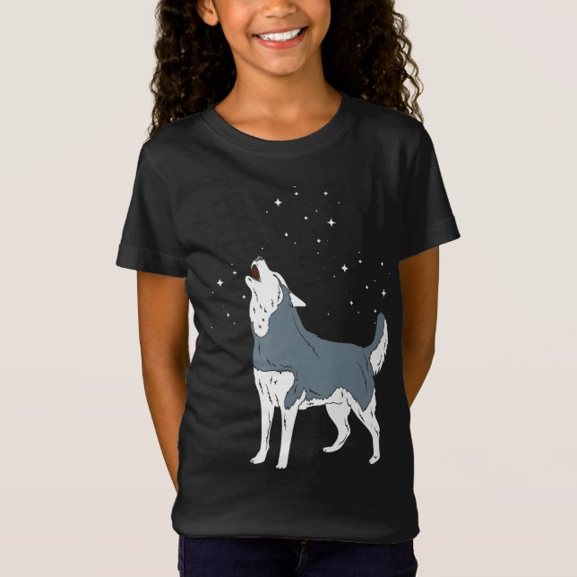 Howling Siberian Husky Welppies Funny Dog Lover T-Shirt (Vorderseite)