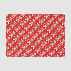 Howling singend Hund rot Weihnachtspapier Seidenpapier