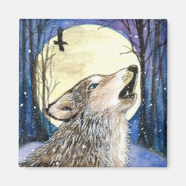 Howling - Wolf Art Magnet (Vorne)