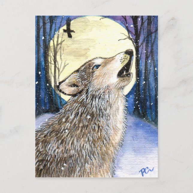 Howling - Wolf Art Postkarte (Vorderseite)