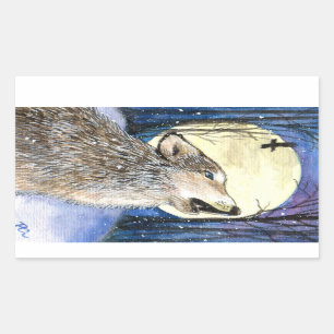 Howling - Wolf Art Rechteckiger Aufkleber