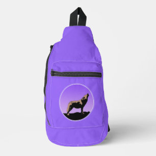 Howling Wolf at Sunset - Original Wildlife Art Crossbody Bag