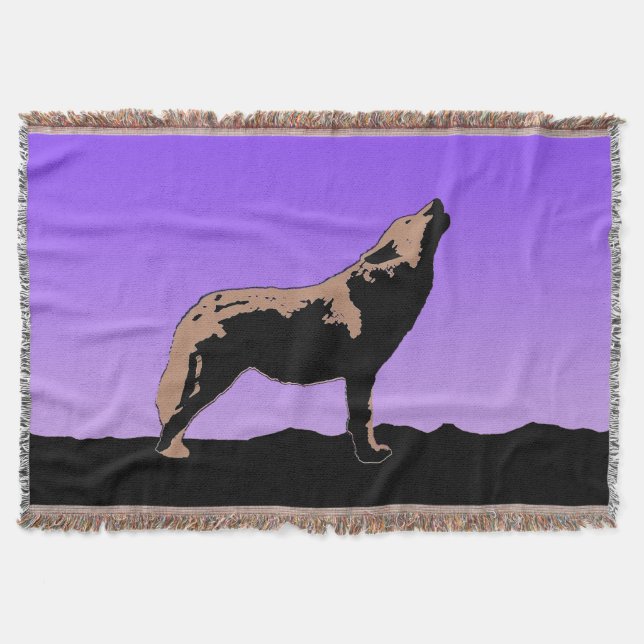 Howling Wolf at Sunset - Original Wildlife Art Decke (Vorderseite)