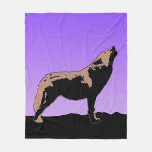 Howling Wolf at Sunset - Original Wildlife Art Fleecedecke