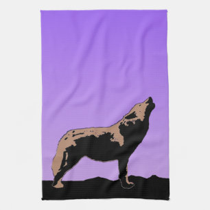 Howling Wolf at Sunset - Original Wildlife Art Geschirrtuch