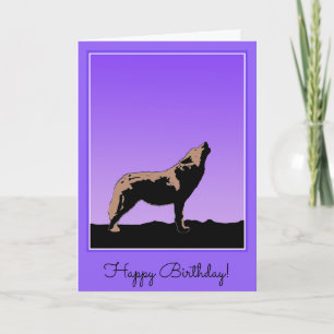 Howling Wolf at Sunset - Original Wildlife Art Karte