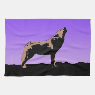 Howling Wolf at Sunset - Original Wildlife Art Küchentuch