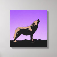 Howling Wolf at Sunset - Original Wildlife Art