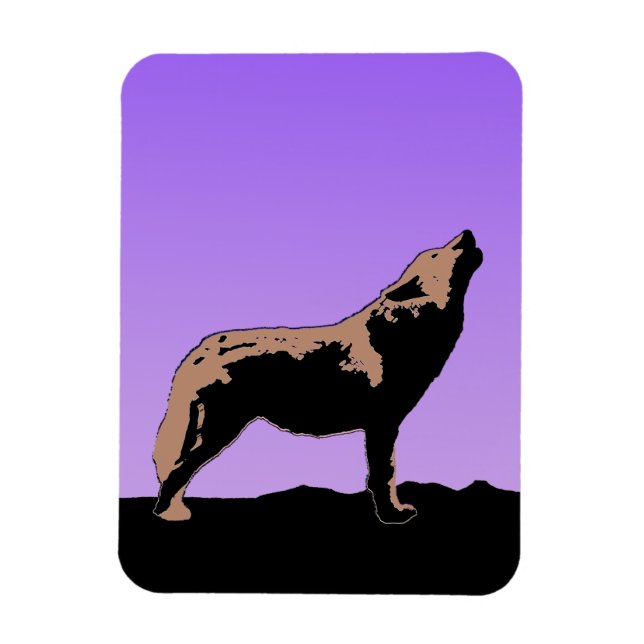 Howling Wolf at Sunset - Original Wildlife Art Magnet (Vertikal)