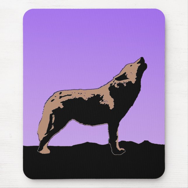 Howling Wolf at Sunset - Original Wildlife Art Mousepad (Vorne)