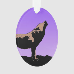 Howling Wolf at Sunset - Original Wildlife Art Ornament