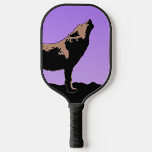 Howling Wolf at Sunset - Original Wildlife Art Pickleball Schläger