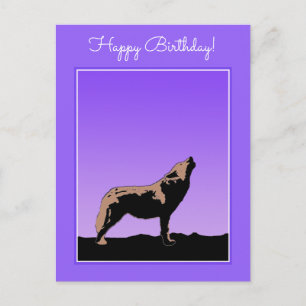 Howling Wolf at Sunset - Original Wildlife Art Postkarte
