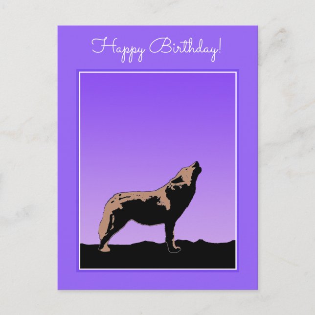 Howling Wolf at Sunset - Original Wildlife Art Postkarte (Vorderseite)