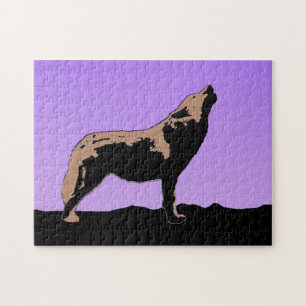 Howling Wolf at Sunset - Original Wildlife Art Puzzle