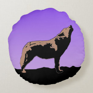 Howling Wolf at Sunset - Original Wildlife Art Rundes Kissen
