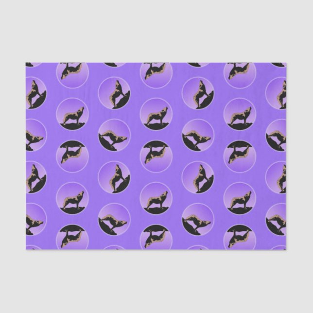 Howling Wolf at Sunset - Original Wildlife Art Seidenpapier (Vorderseite)