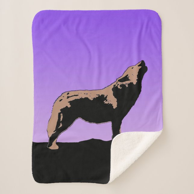 Howling Wolf at Sunset - Original Wildlife Art Sherpadecke (Vorderseite)