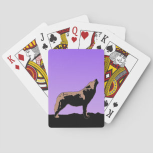 Howling Wolf at Sunset - Original Wildlife Art Spielkarten