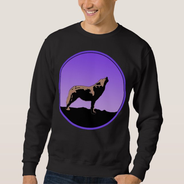 Howling Wolf at Sunset - Original Wildlife Art Sweatshirt (Vorderseite)