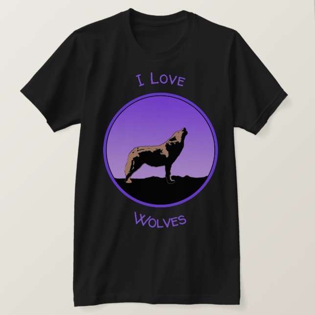 Howling Wolf at Sunset - Original Wildlife Art T-Shirt (Design vorne)