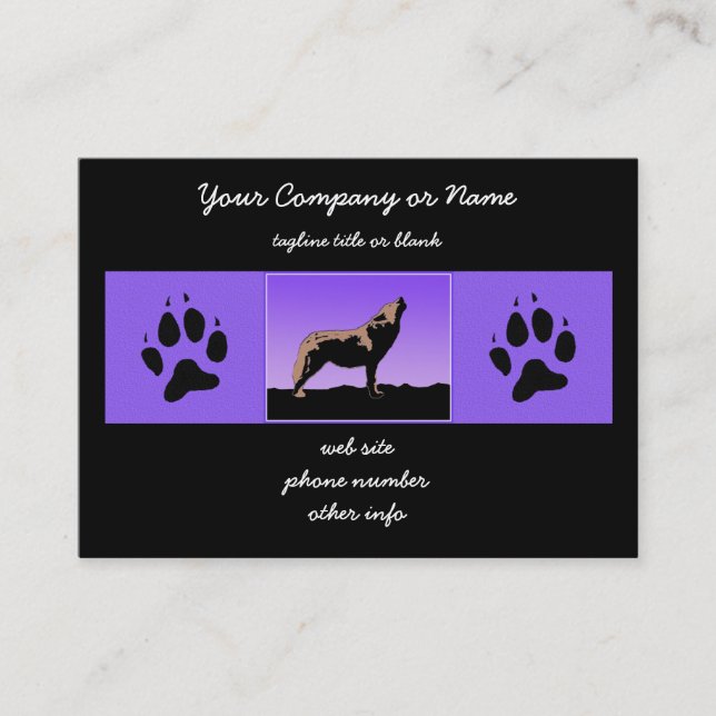 Howling Wolf at Sunset - Original Wildlife Art Visitenkarte (Vorderseite)