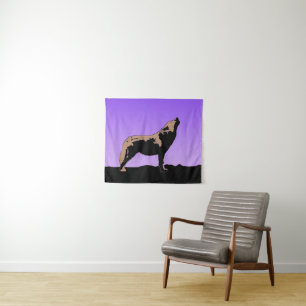 Howling Wolf at Sunset - Original Wildlife Art Wandteppich