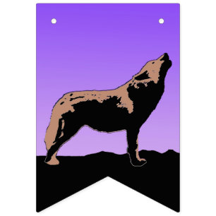 Howling Wolf at Sunset - Original Wildlife Art Wimpelkette