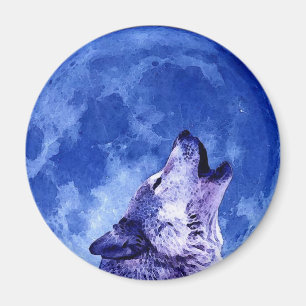 Howling Wolf auf dem Mond Magnet