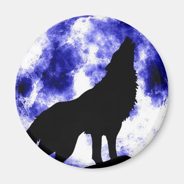 Howling Wolf auf dem Mond Magnet (Vorne)
