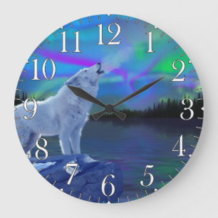 Howling Wolf & Aurora Naturerlebnis Schlemmerparad Große Wanduhr