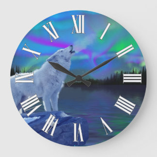 Howling Wolf & Aurora Naturerlebnis Schlemmerparad Große Wanduhr