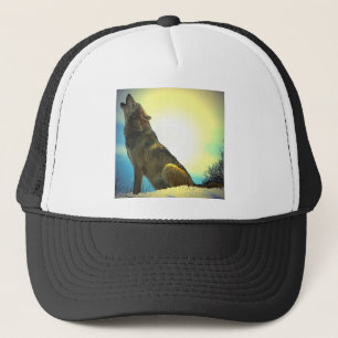 Howling Wolf bei Sonnenuntergang Truckerkappe