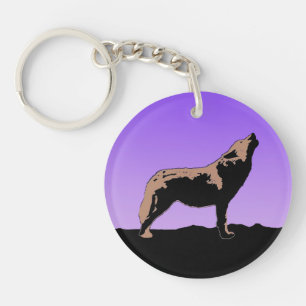 Howling Wolf bei Sunset - Original Wildlife Art Schlüsselanhänger